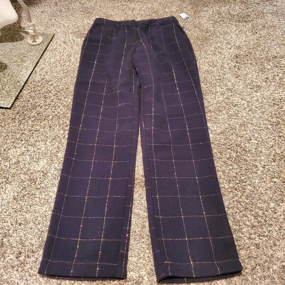 NWT Draper James RSVP Blue Gold Windowpane Pants 2 - Picture 2 of 4